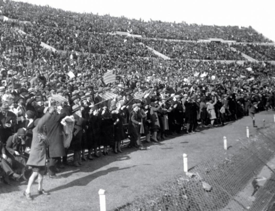 Fans celebrating at Montevideos Estadio Centenario. (Wikimedia Commons)